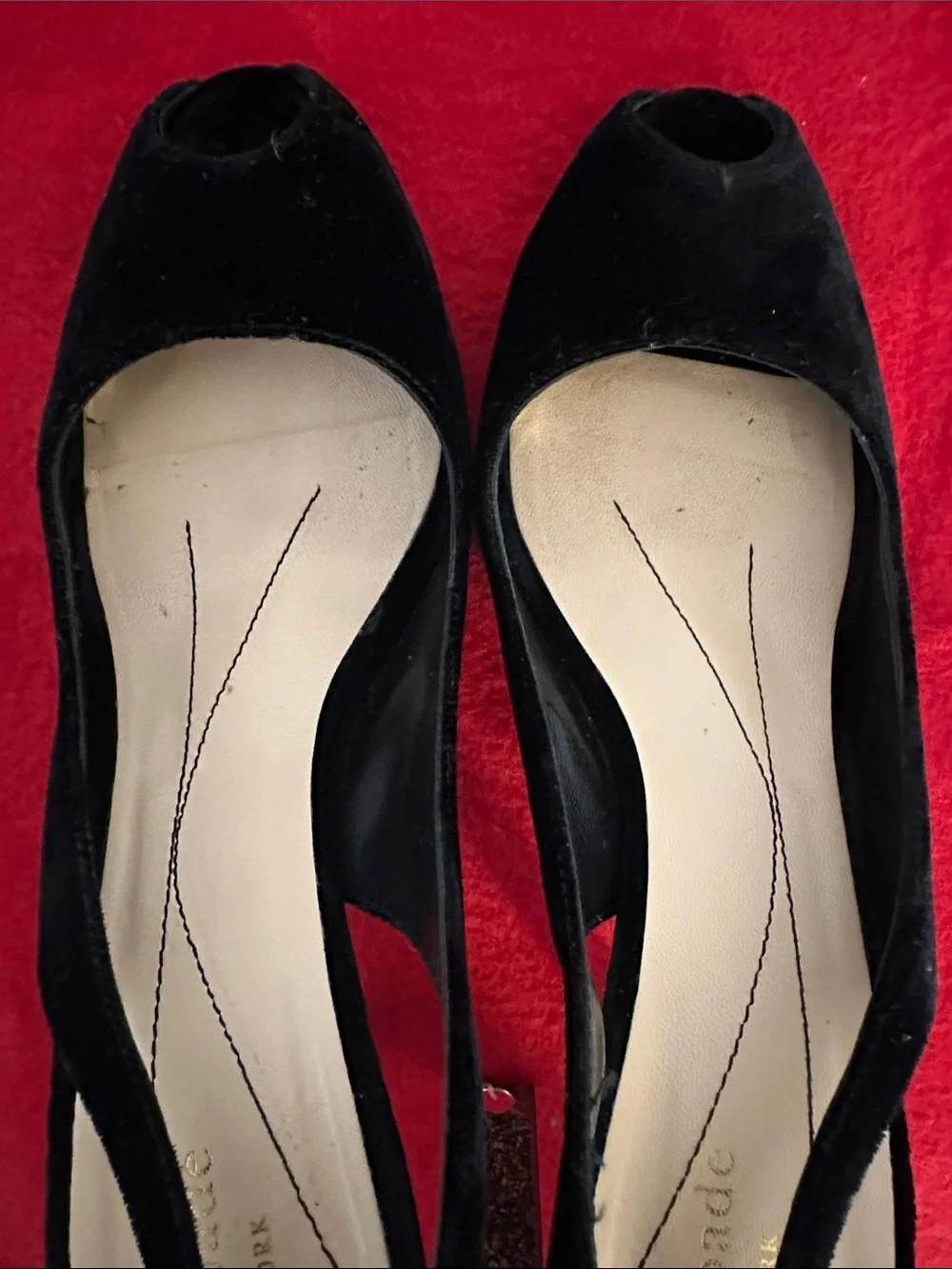 Black Velvet Peep-Toe Slingback Heels